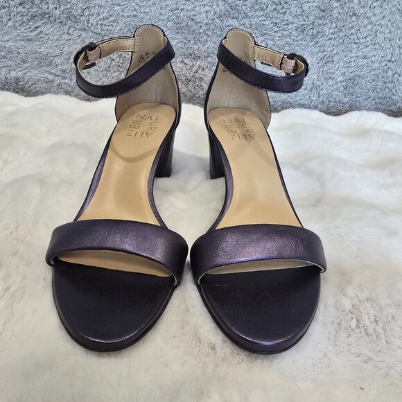 Naturalizer Vera Metallic French Navy Leather Ankle Strap Dress Sandals 6.5 NEW - Picture 8 of 11